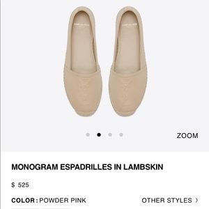 Saint Laurent Monogram Espadrilles- powder pink
